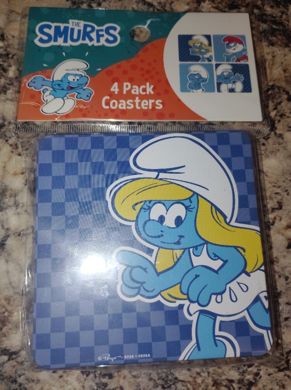 The Smurfs Smurfette Blue 4-Pack Disposable Coasters New